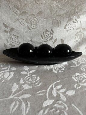 Decorative Black Bowl 3 Matching Spheres Orb 3 peas in a pod minimalistic design